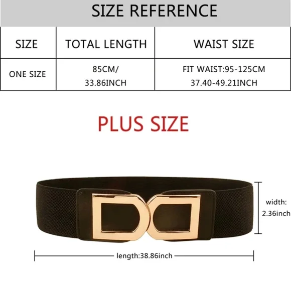 Womens plus size Black elastic gold buckle corset wide boho cinch waist belt - Picture 13 of 13